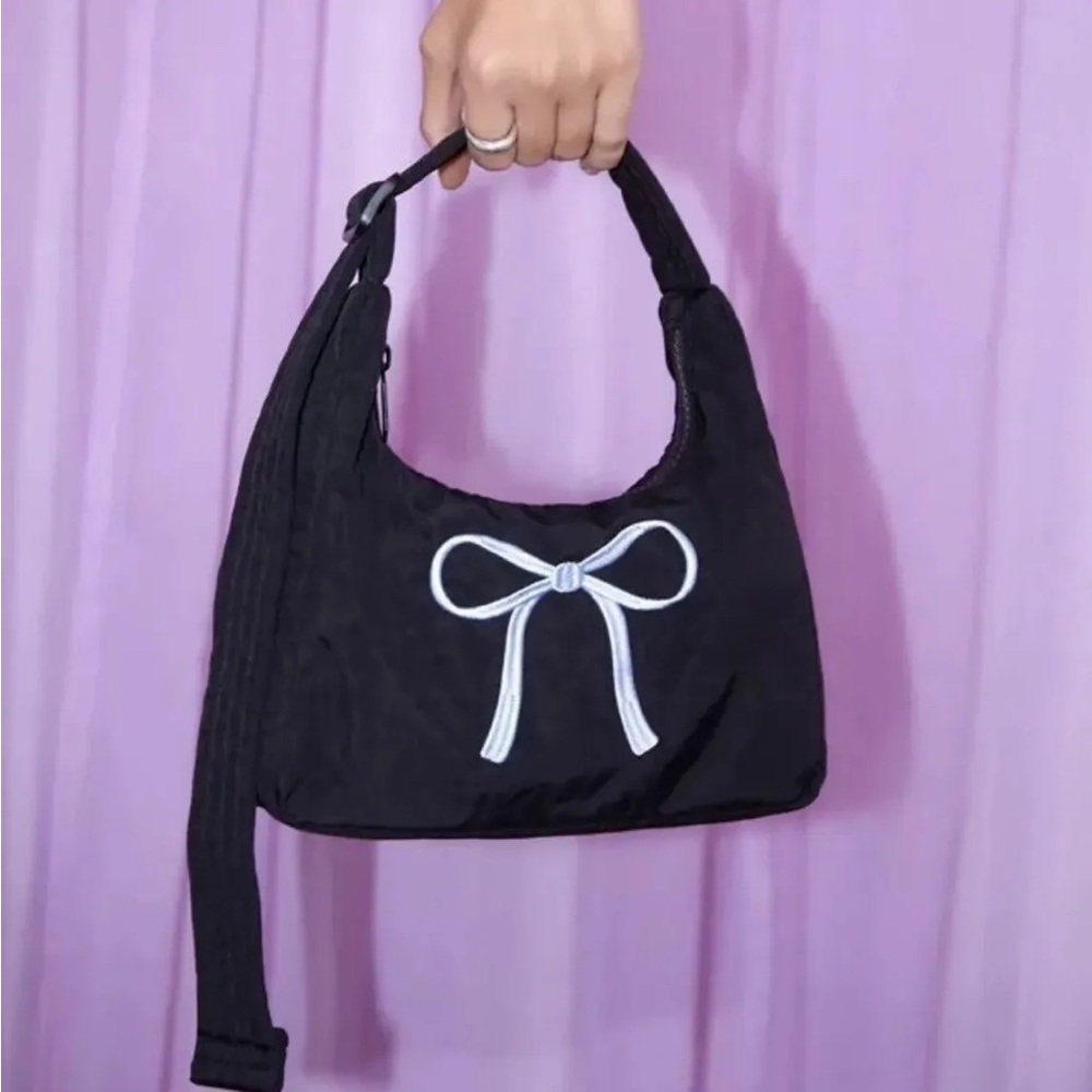 BAGGU UO Exclusive Embroidered Bow Mini Nylon Shoulder Bag